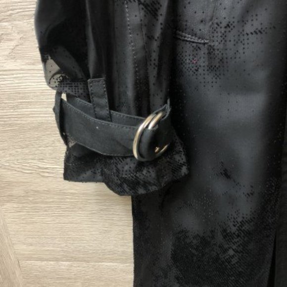 Taakk Mens Small Black Mesh Layered Trench Coat - Picture 5 of 8